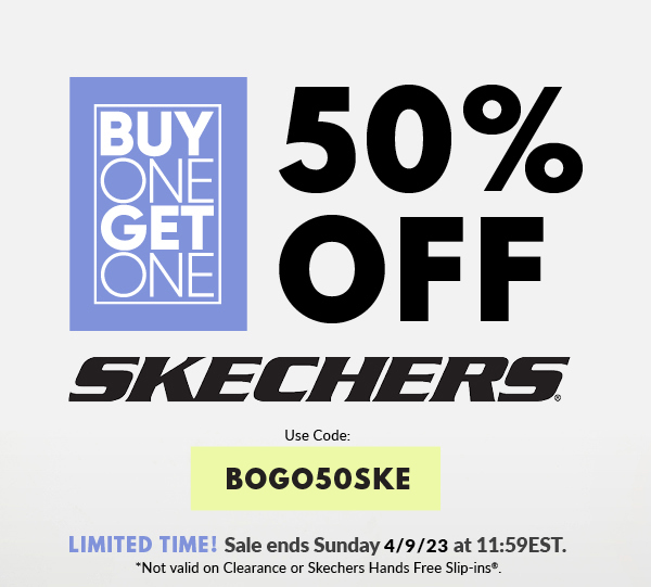 Skechers buy one hot sale get one 50